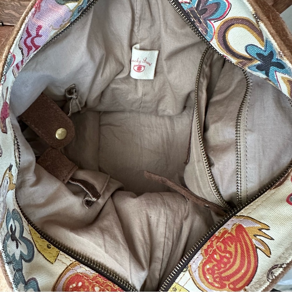 Lucky Brand Floral Patterned Canvas and Suede Tote Bag - Picture 7 of 16